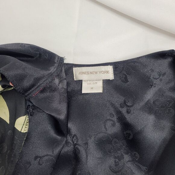 NEW VINTAGE 90s deadstock black dark floral nightgown and robe M - Picture 10 of 11